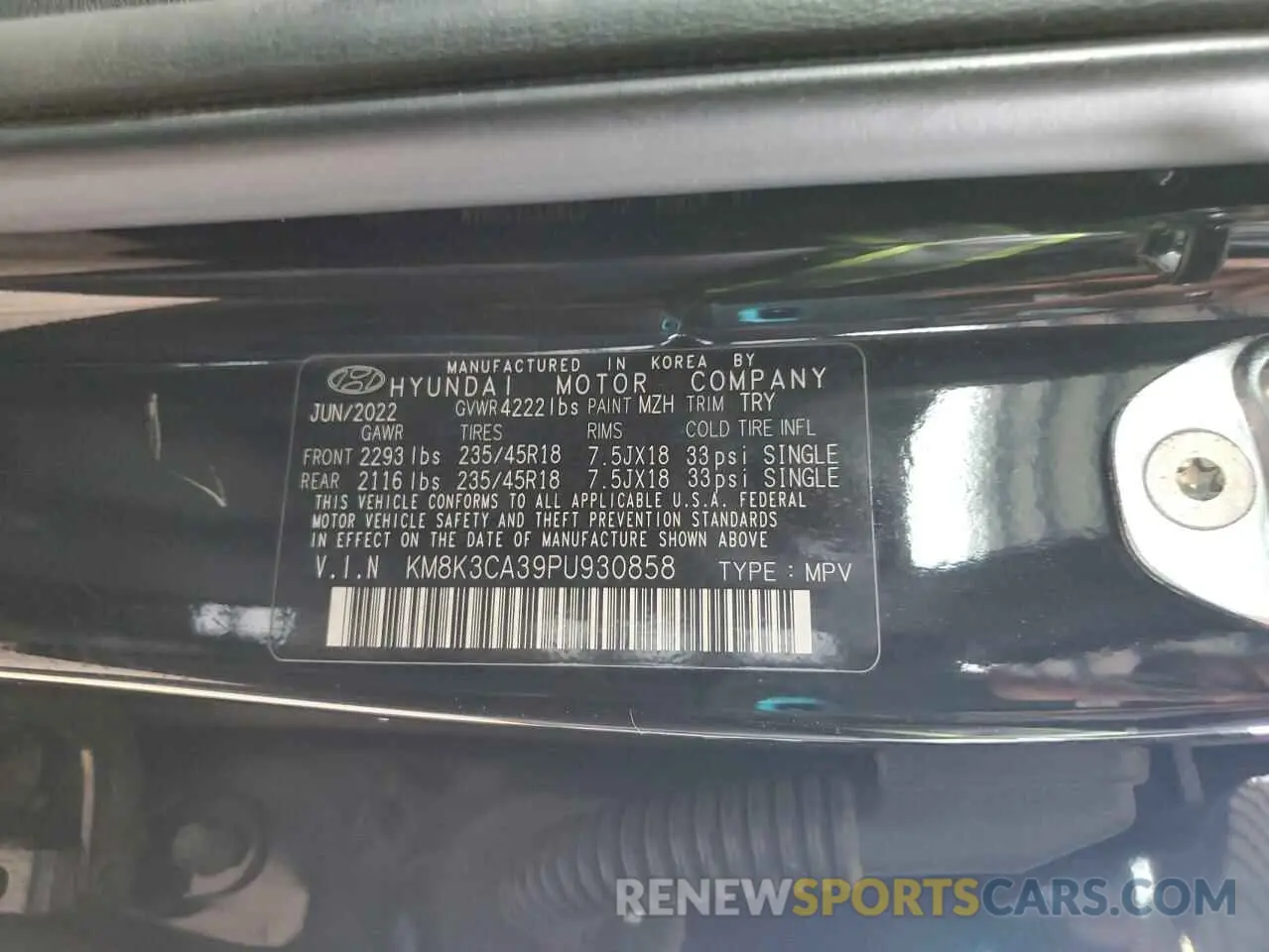 14 Photograph of a damaged car KM8K3CA39PU930858 HYUNDAI KONA 2023