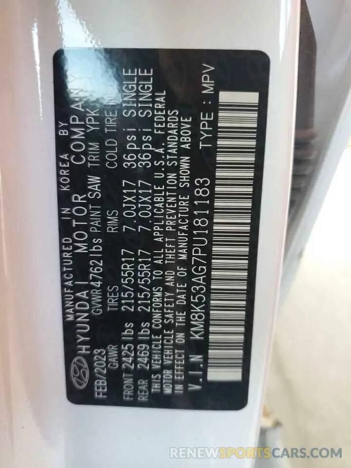 14 Photograph of a damaged car KM8K53AG7PU181183 HYUNDAI KONA 2023