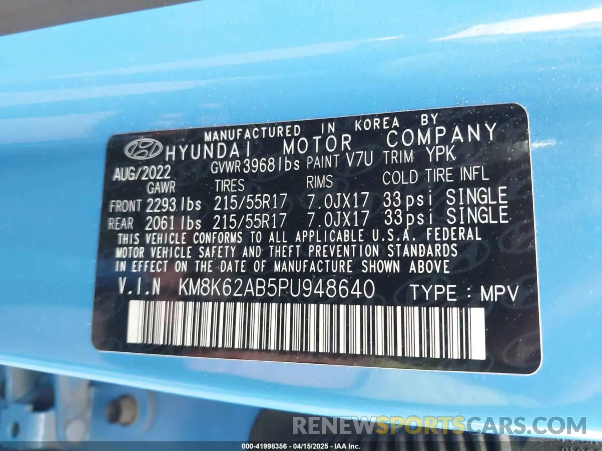 9 Photograph of a damaged car KM8K62AB5PU948640 HYUNDAI KONA 2023