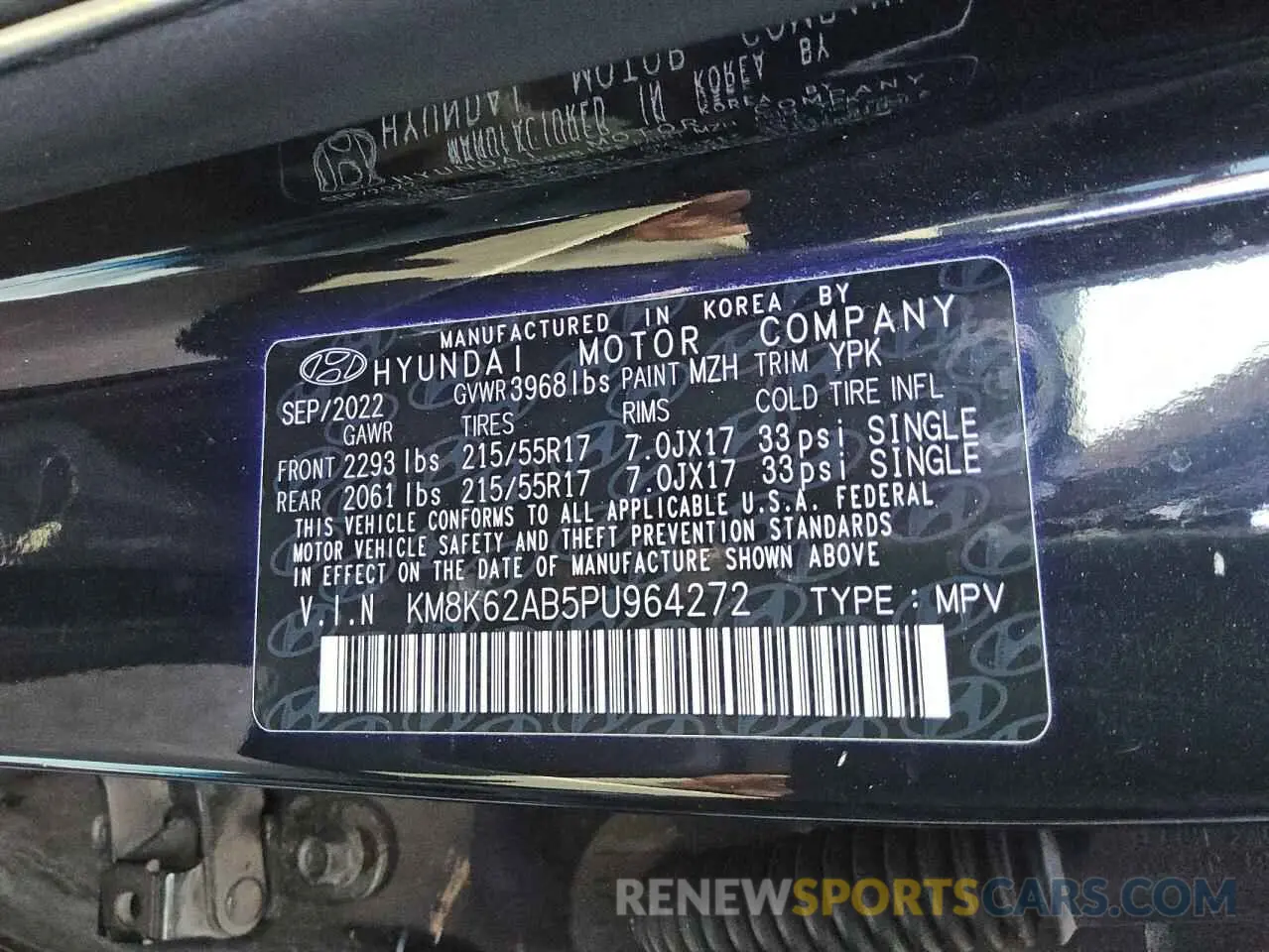 13 Photograph of a damaged car KM8K62AB5PU964272 HYUNDAI KONA 2023
