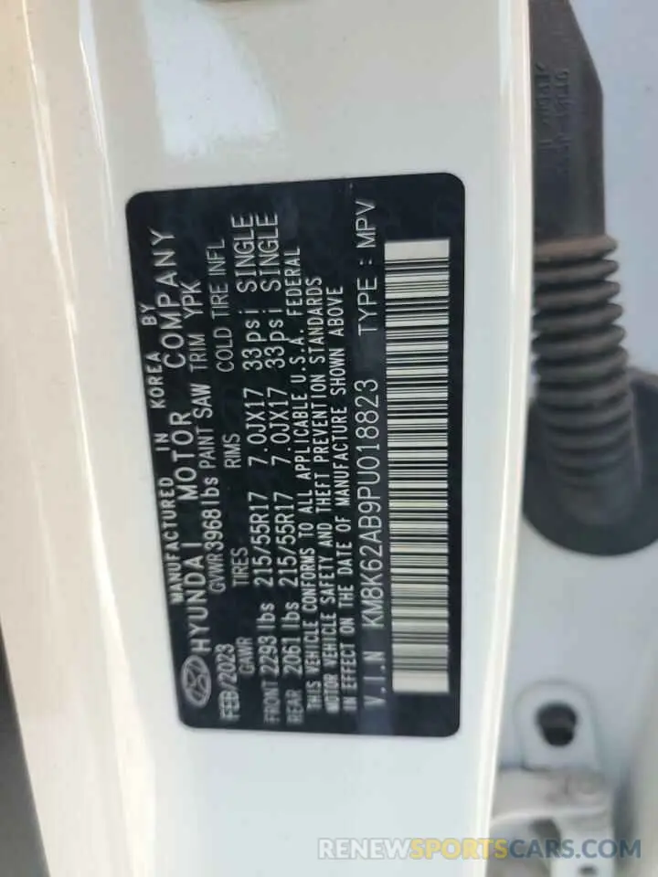 13 Photograph of a damaged car KM8K62AB9PU018823 HYUNDAI KONA 2023