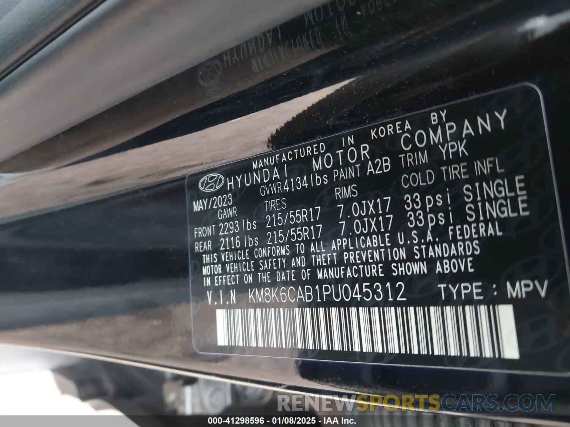 9 Фотография поврежденного автомобиля KM8K6CAB1PU045312 HYUNDAI KONA 2023