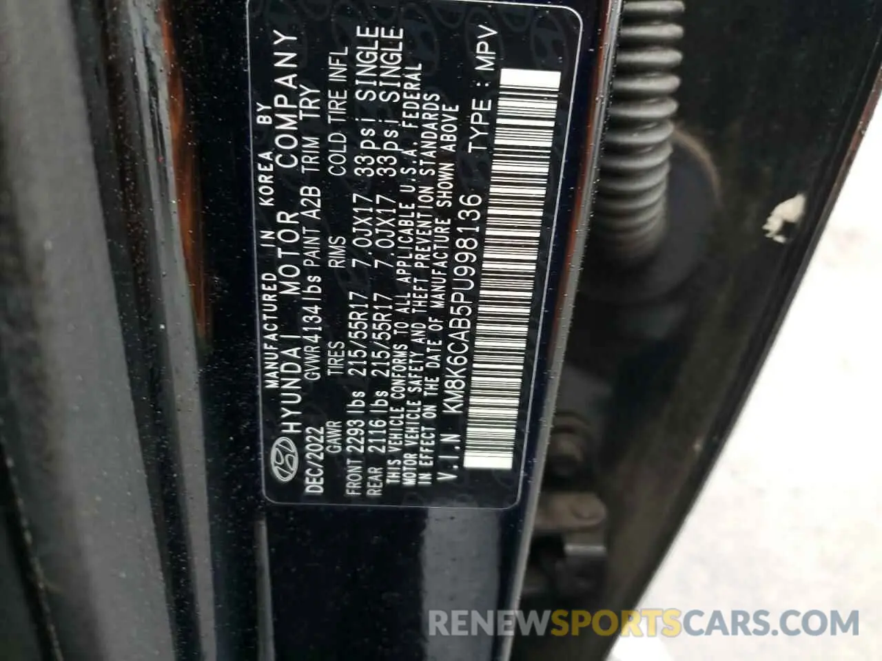 13 Photograph of a damaged car KM8K6CAB5PU998136 HYUNDAI KONA 2023