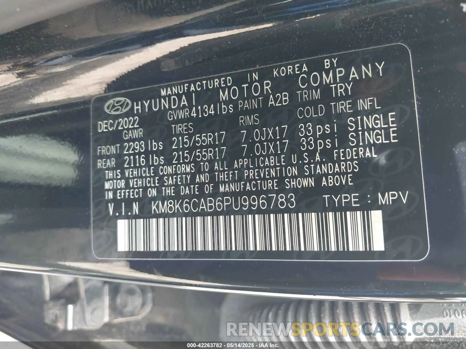 9 Photograph of a damaged car KM8K6CAB6PU996783 HYUNDAI KONA 2023