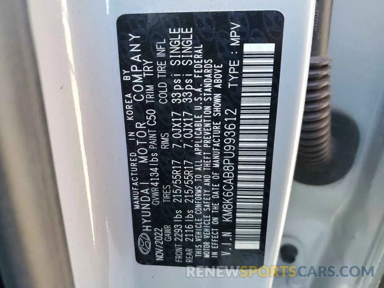 14 Photograph of a damaged car KM8K6CAB8PU993612 HYUNDAI KONA 2023