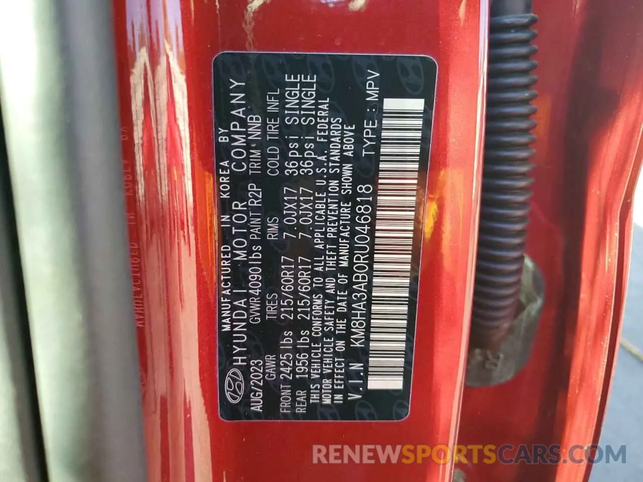 15 Photograph of a damaged car KM8HA3AB0RU046818 HYUNDAI KONA 2024