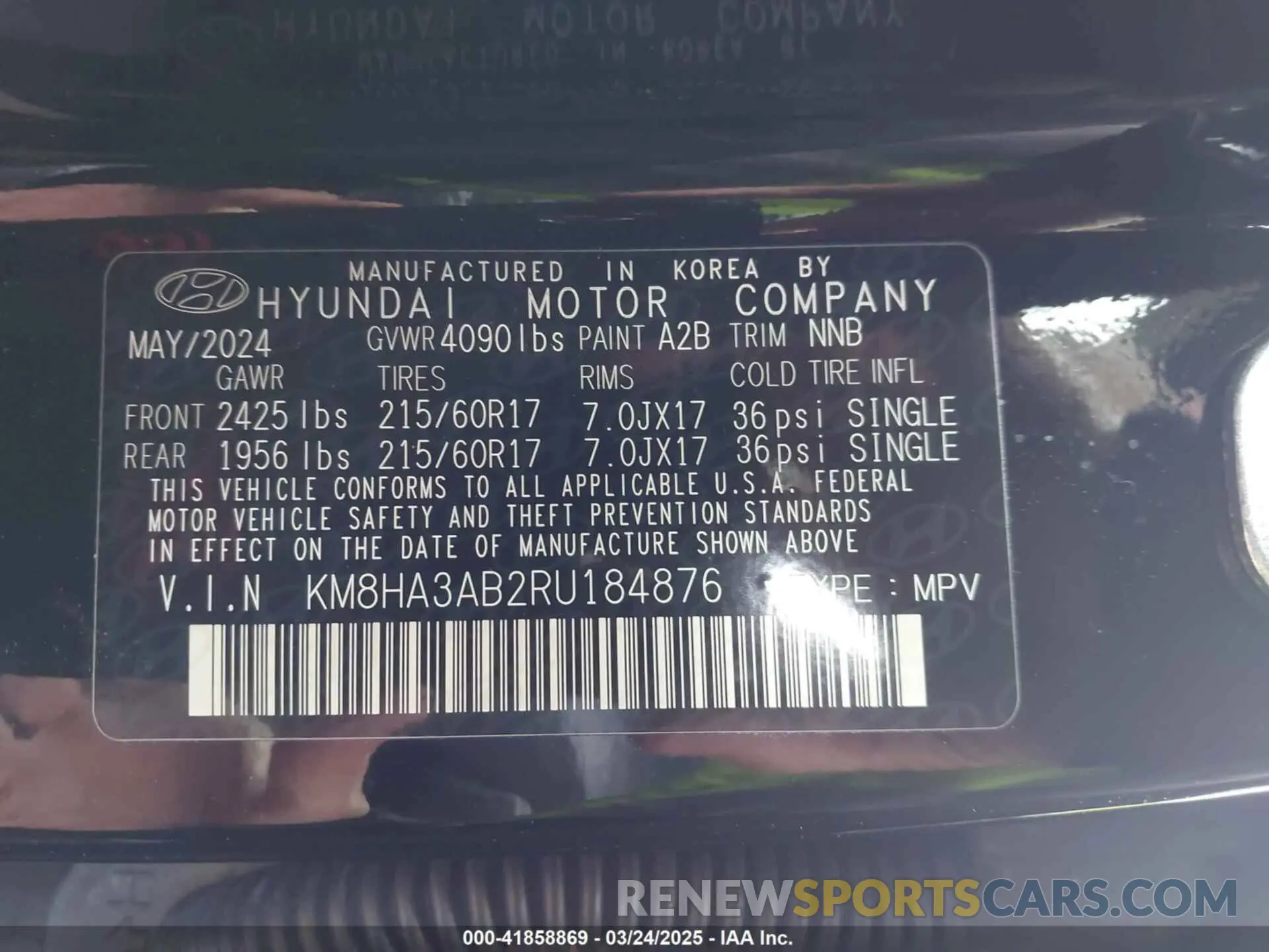 9 Photograph of a damaged car KM8HA3AB2RU184876 HYUNDAI KONA 2024