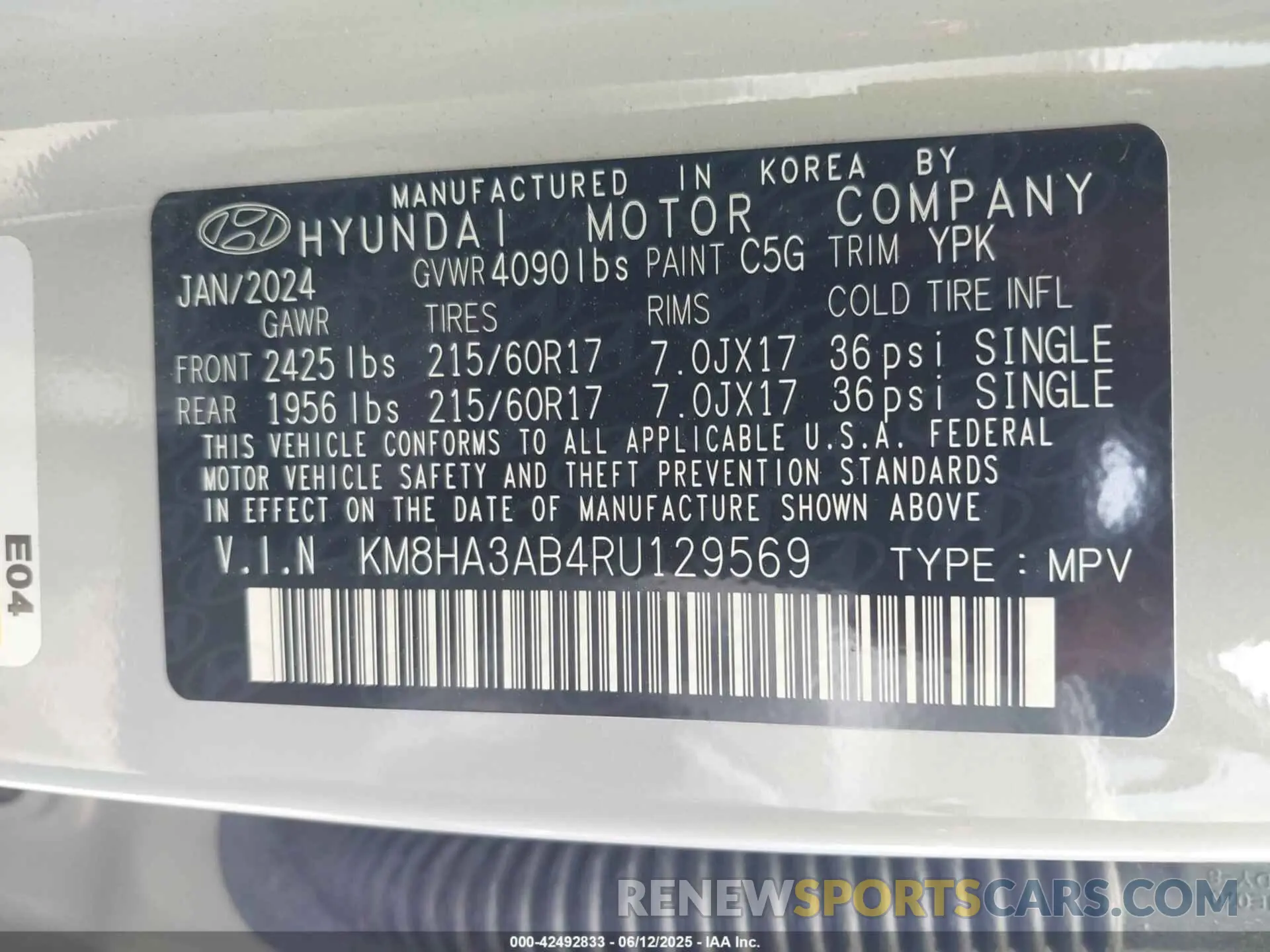 9 Photograph of a damaged car KM8HA3AB4RU129569 HYUNDAI KONA 2024