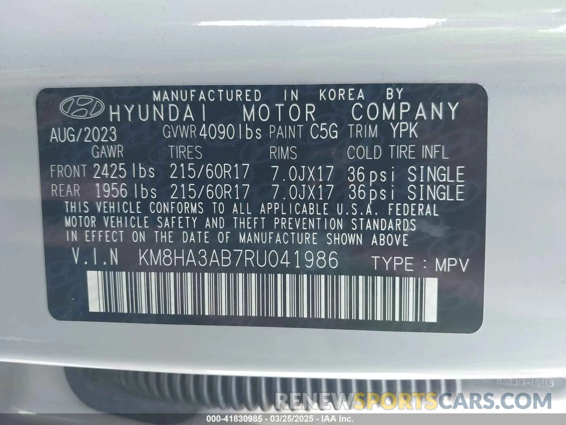 9 Фотография поврежденного автомобиля KM8HA3AB7RU041986 HYUNDAI KONA 2024