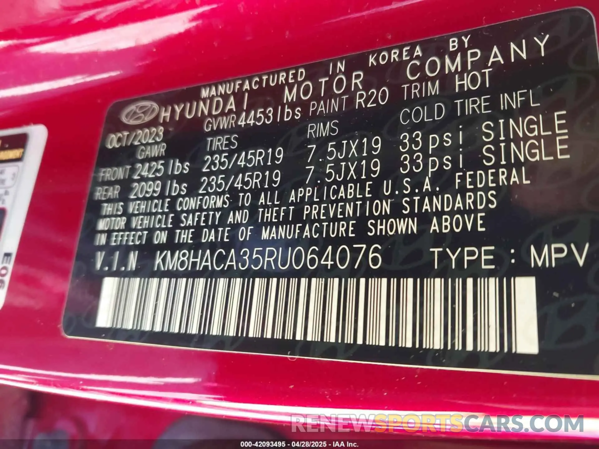 9 Фотография поврежденного автомобиля KM8HACA35RU064076 HYUNDAI KONA 2024