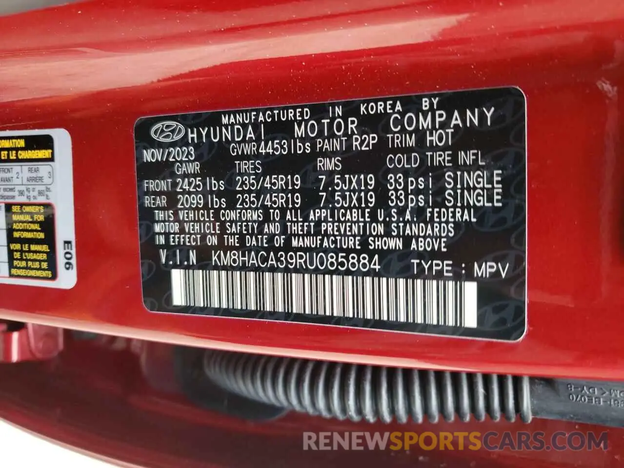 16 Photograph of a damaged car KM8HACA39RU085884 HYUNDAI KONA 2024