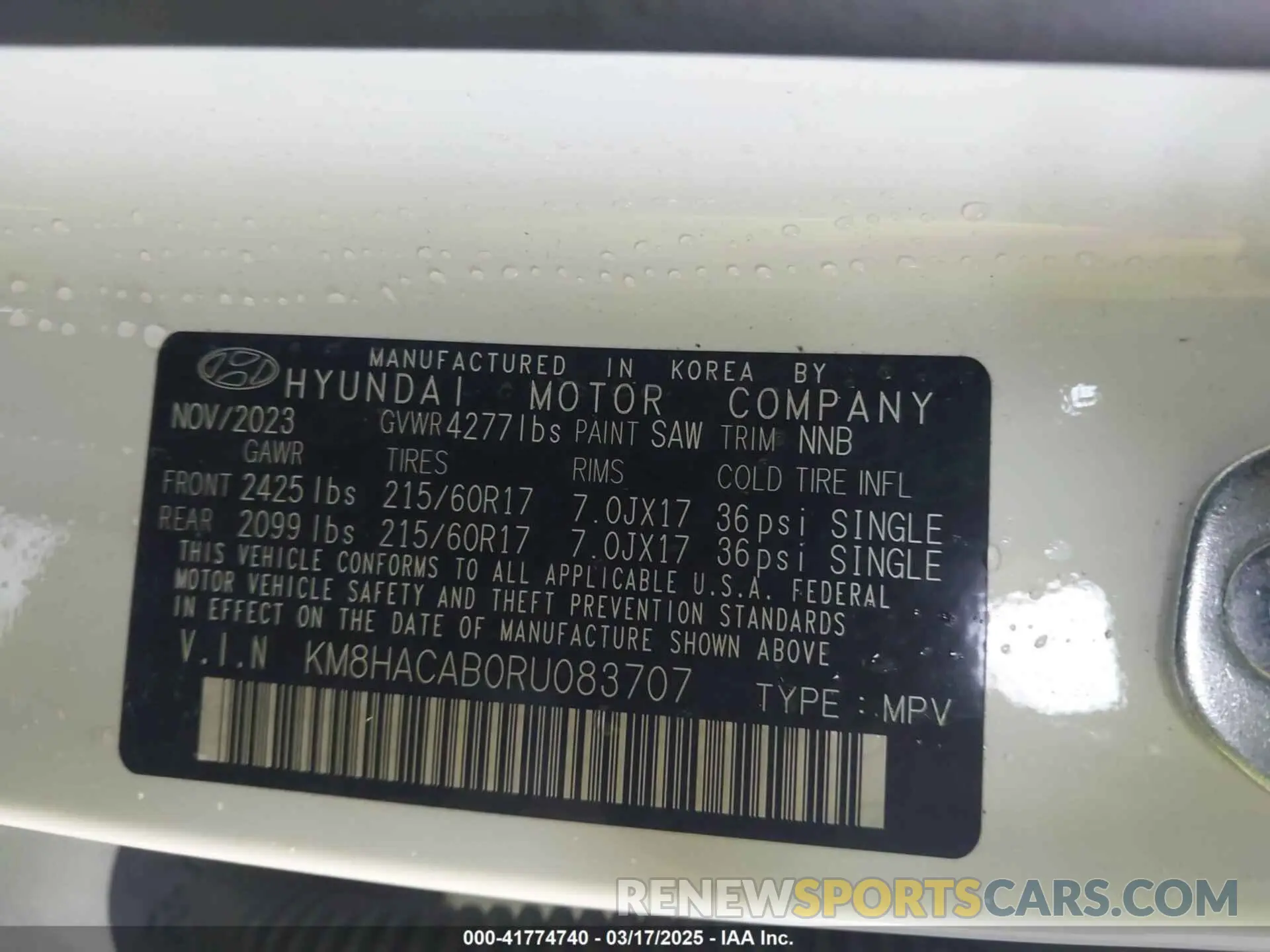 9 Photograph of a damaged car KM8HACAB0RU083707 HYUNDAI KONA 2024