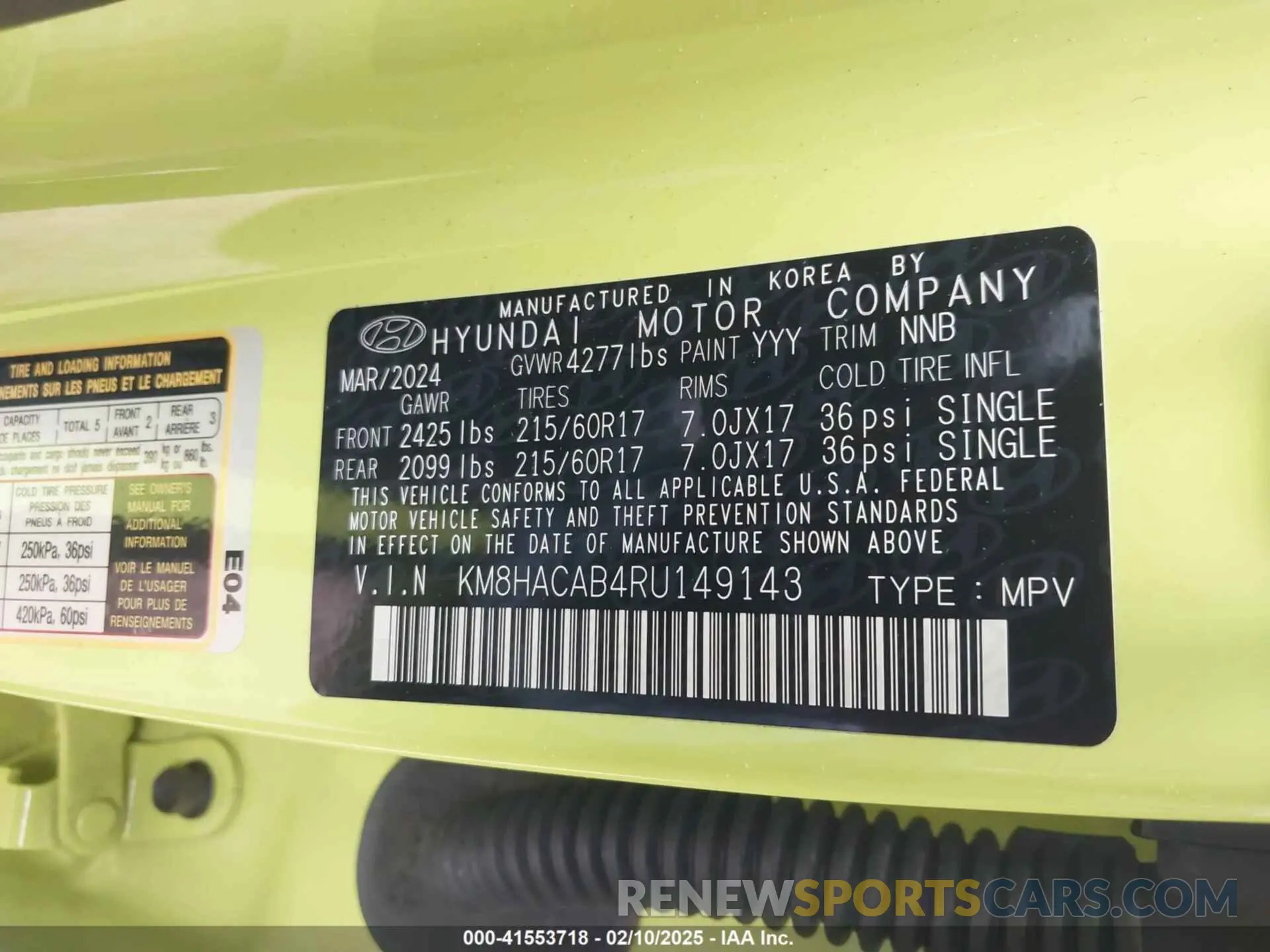 9 Фотография поврежденного автомобиля KM8HACAB4RU149143 HYUNDAI KONA 2024