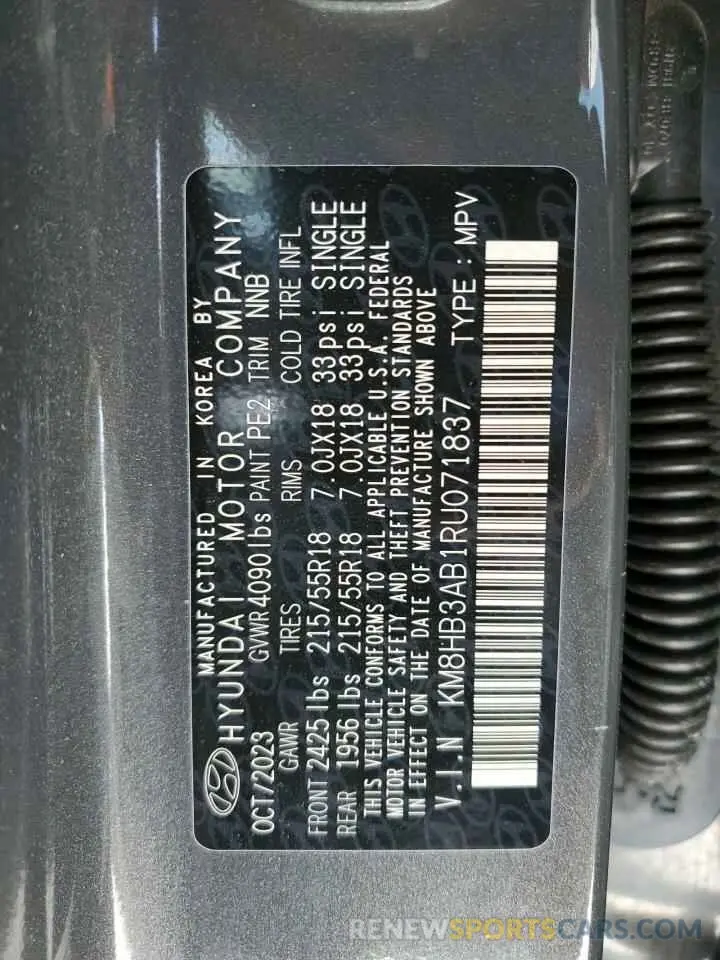 13 Photograph of a damaged car KM8HB3AB1RU071837 HYUNDAI KONA 2024