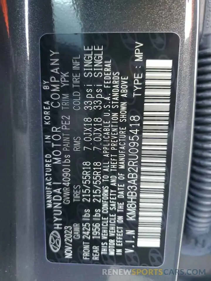 16 Photograph of a damaged car KM8HB3AB2RU095418 HYUNDAI KONA 2024
