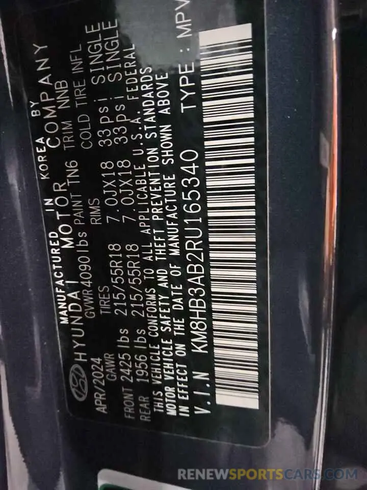 14 Photograph of a damaged car KM8HB3AB2RU165340 HYUNDAI KONA 2024