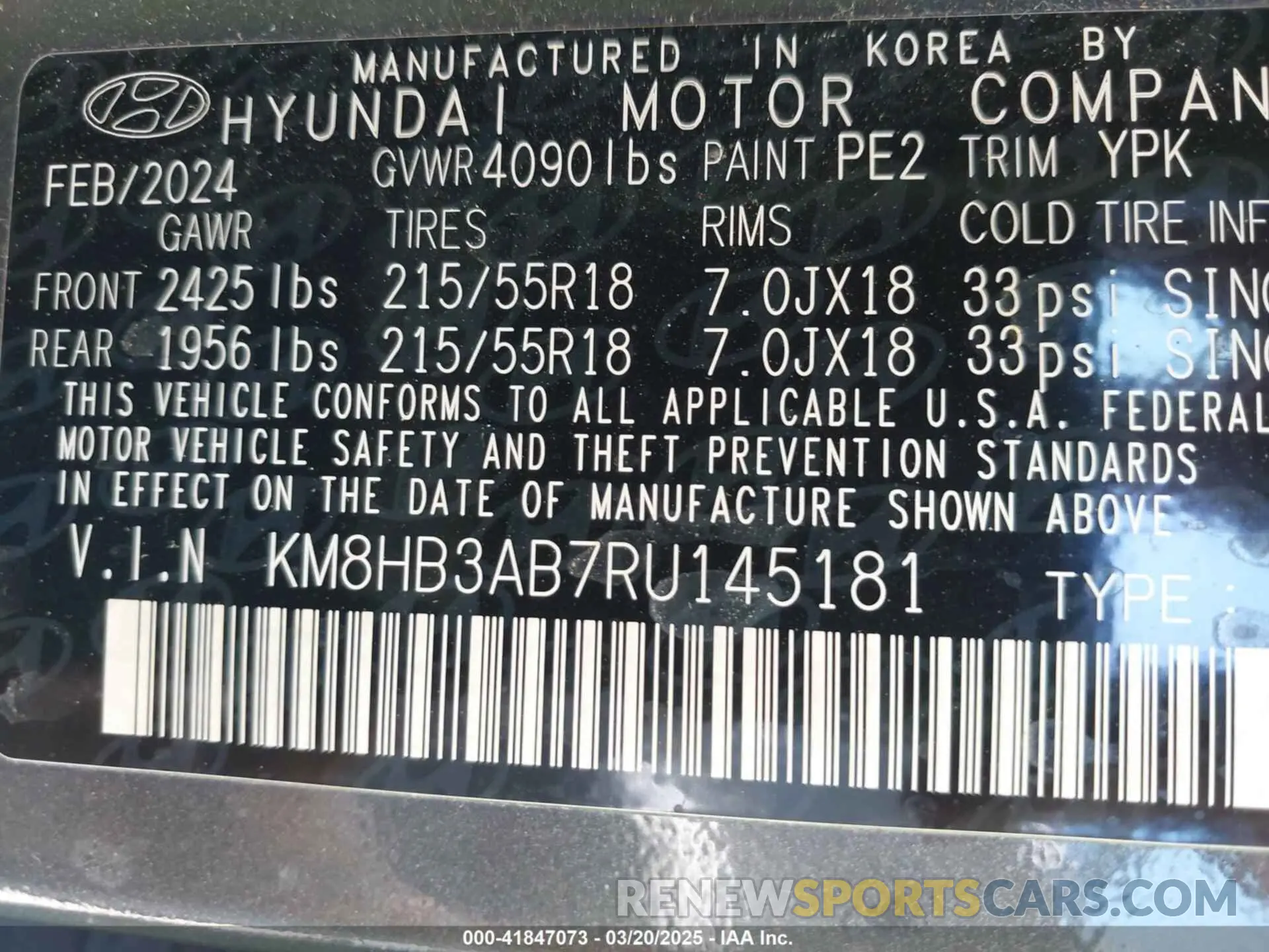 9 Photograph of a damaged car KM8HB3AB7RU145181 HYUNDAI KONA 2024
