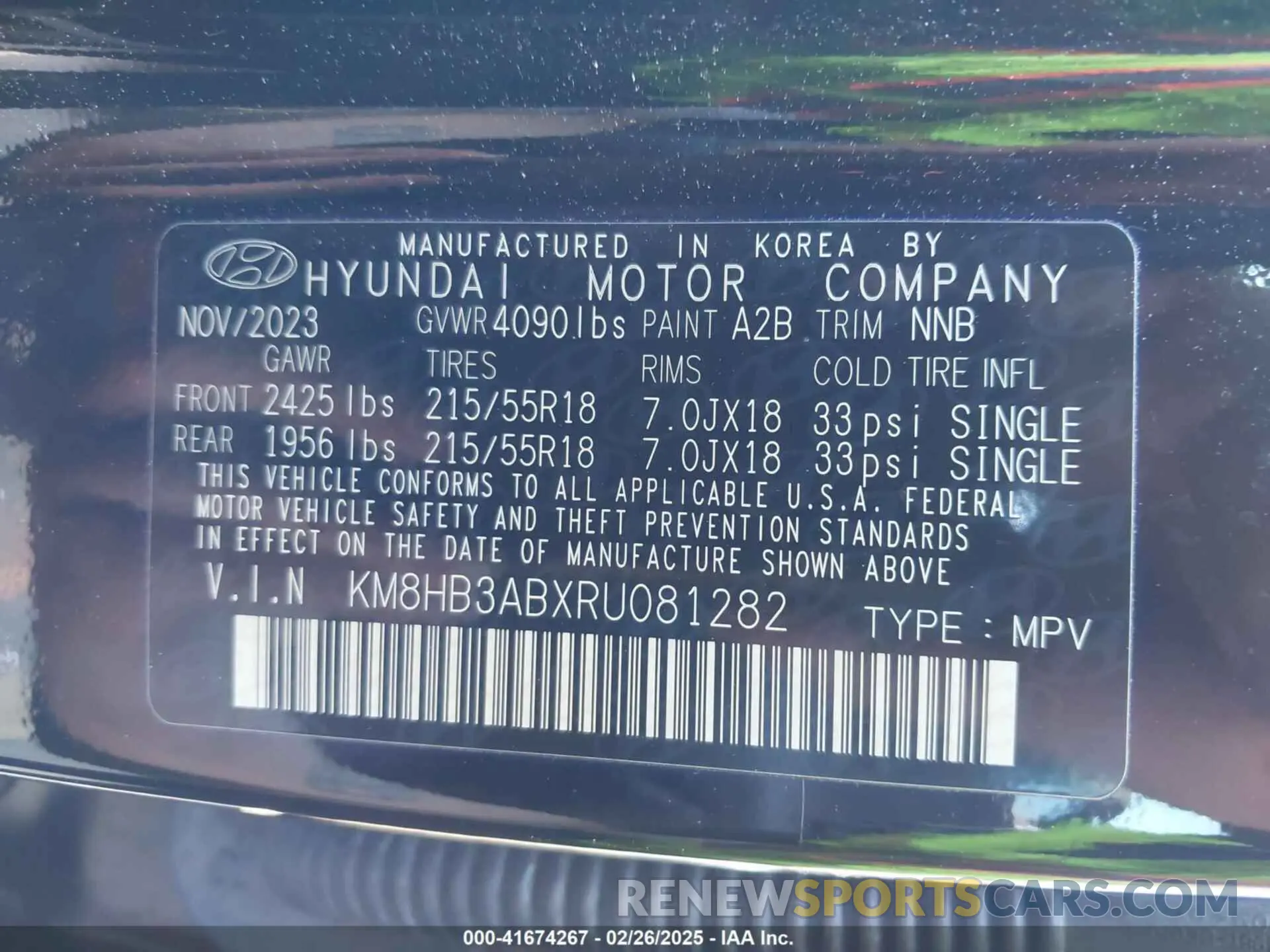 9 Photograph of a damaged car KM8HB3ABXRU081282 HYUNDAI KONA 2024