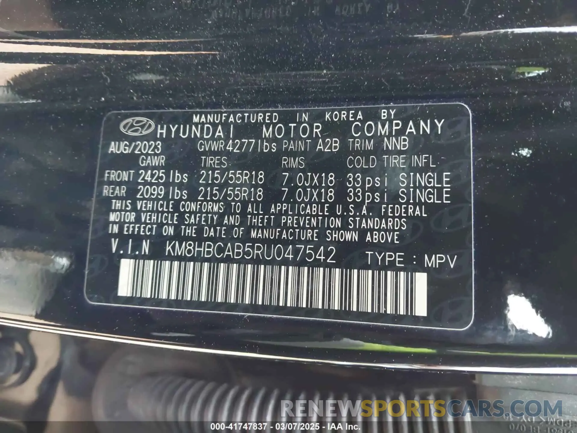 9 Photograph of a damaged car KM8HBCAB5RU047542 HYUNDAI KONA 2024