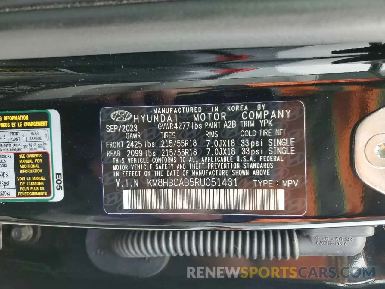12 Photograph of a damaged car KM8HBCAB5RU051431 HYUNDAI KONA 2024