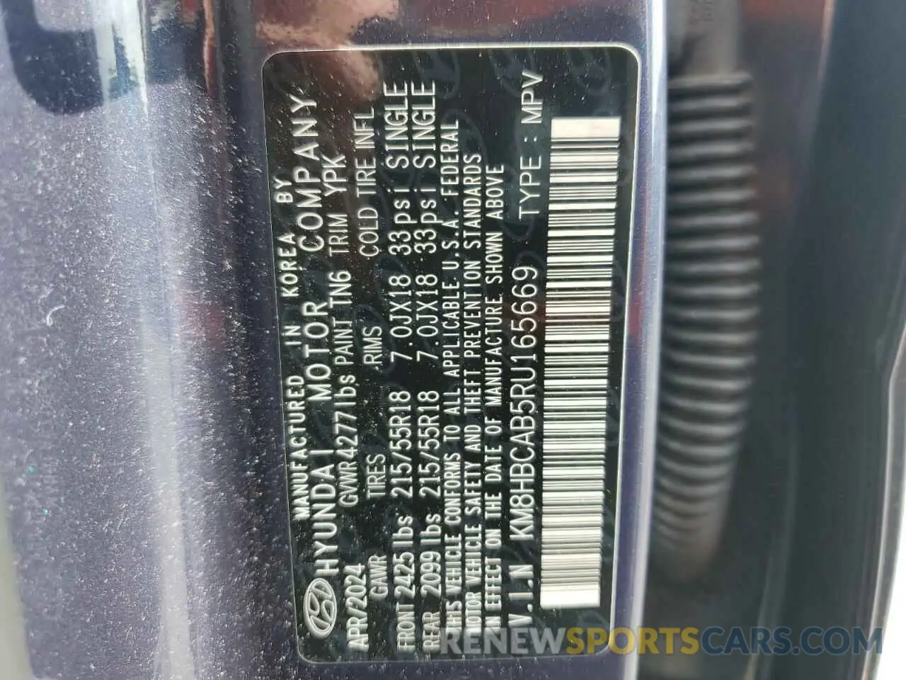 13 Photograph of a damaged car KM8HBCAB5RU165669 HYUNDAI KONA 2024