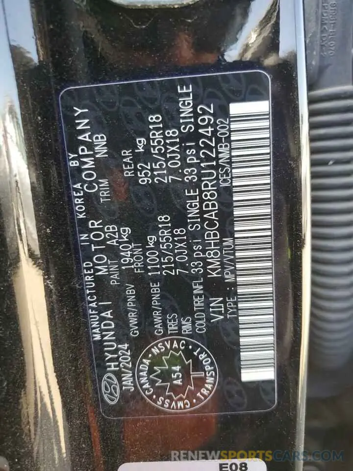 13 Фотография поврежденного автомобиля KM8HBCAB8RU122492 HYUNDAI KONA 2024