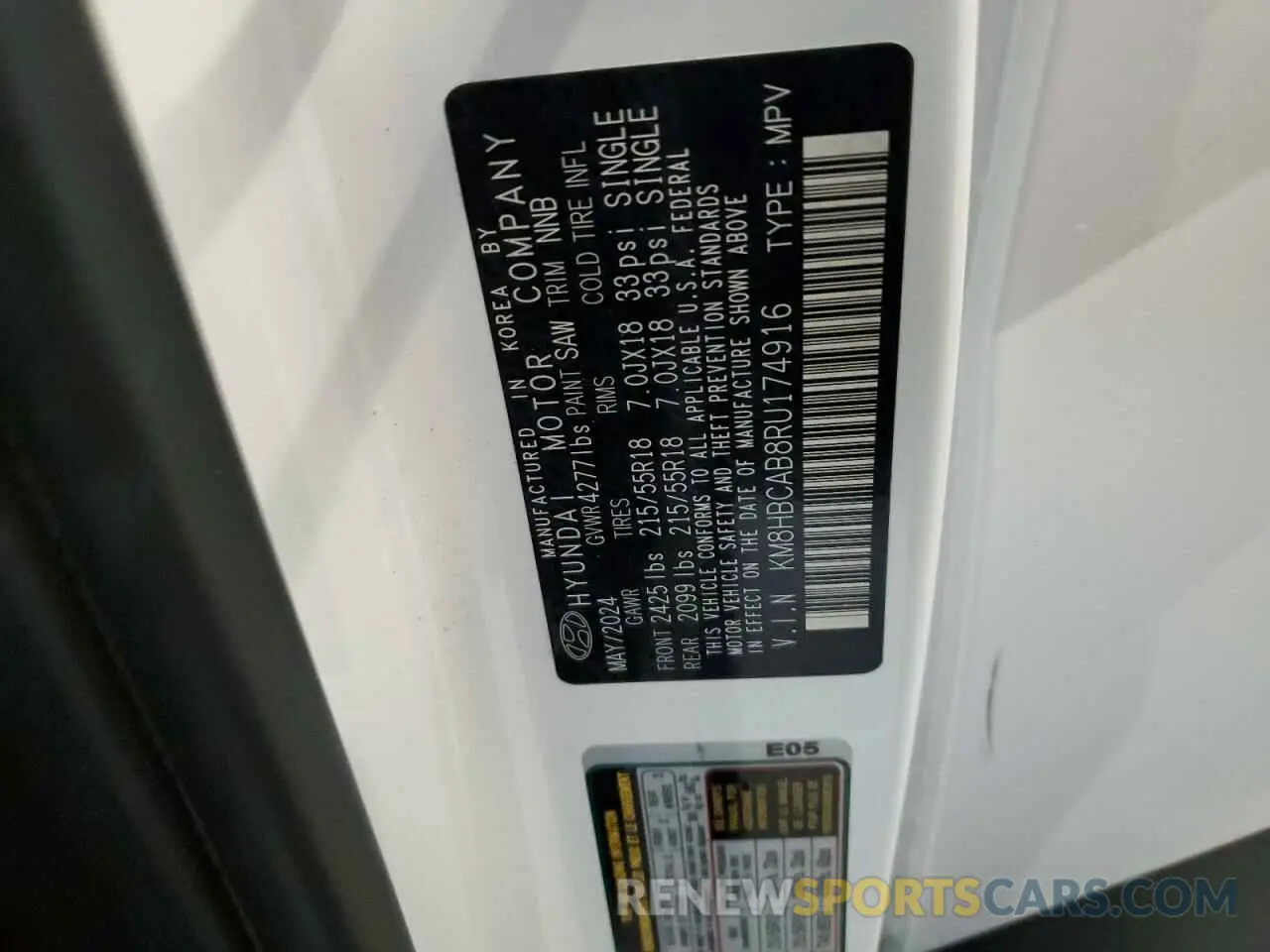 14 Photograph of a damaged car KM8HBCAB8RU174916 HYUNDAI KONA 2024