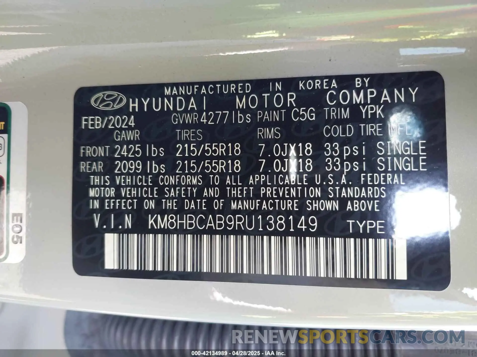 9 Photograph of a damaged car KM8HBCAB9RU138149 HYUNDAI KONA 2024