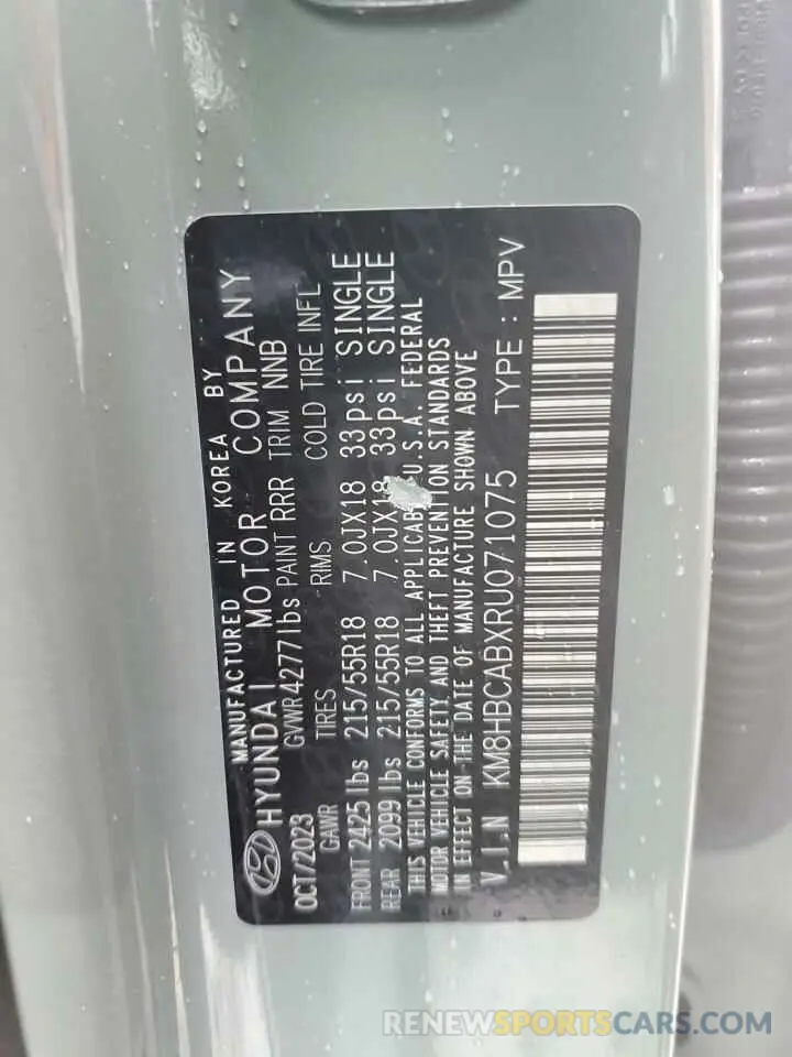13 Photograph of a damaged car KM8HBCABXRU071075 HYUNDAI KONA 2024