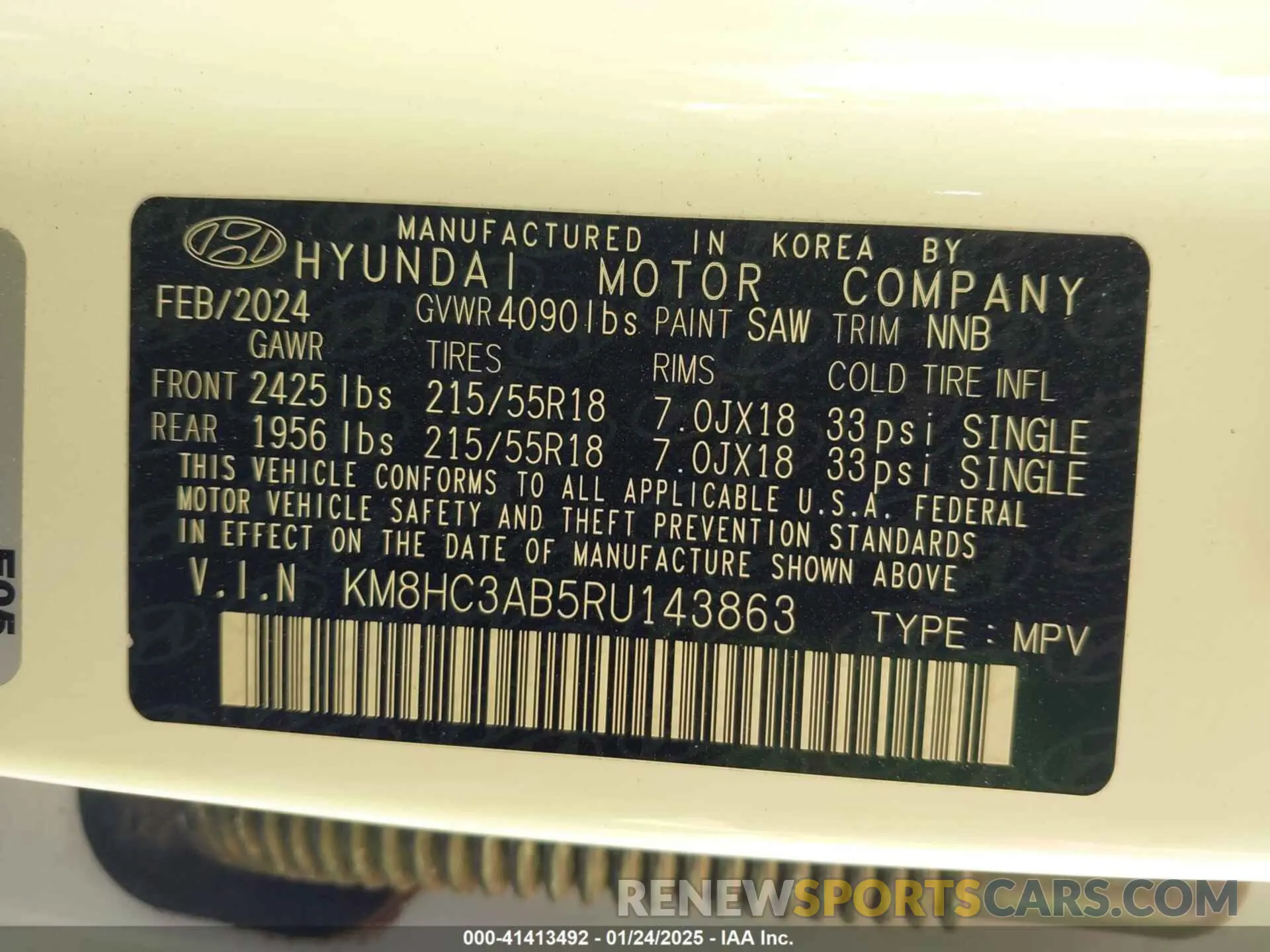 9 Фотография поврежденного автомобиля KM8HC3AB5RU143863 HYUNDAI KONA 2024