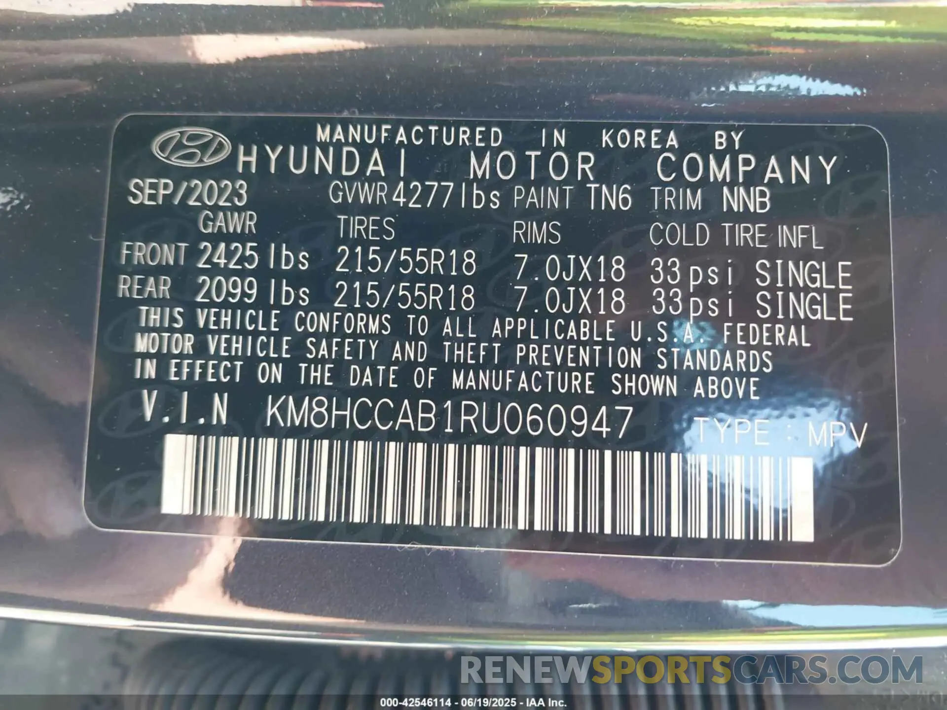 9 Фотография поврежденного автомобиля KM8HCCAB1RU060947 HYUNDAI KONA 2024