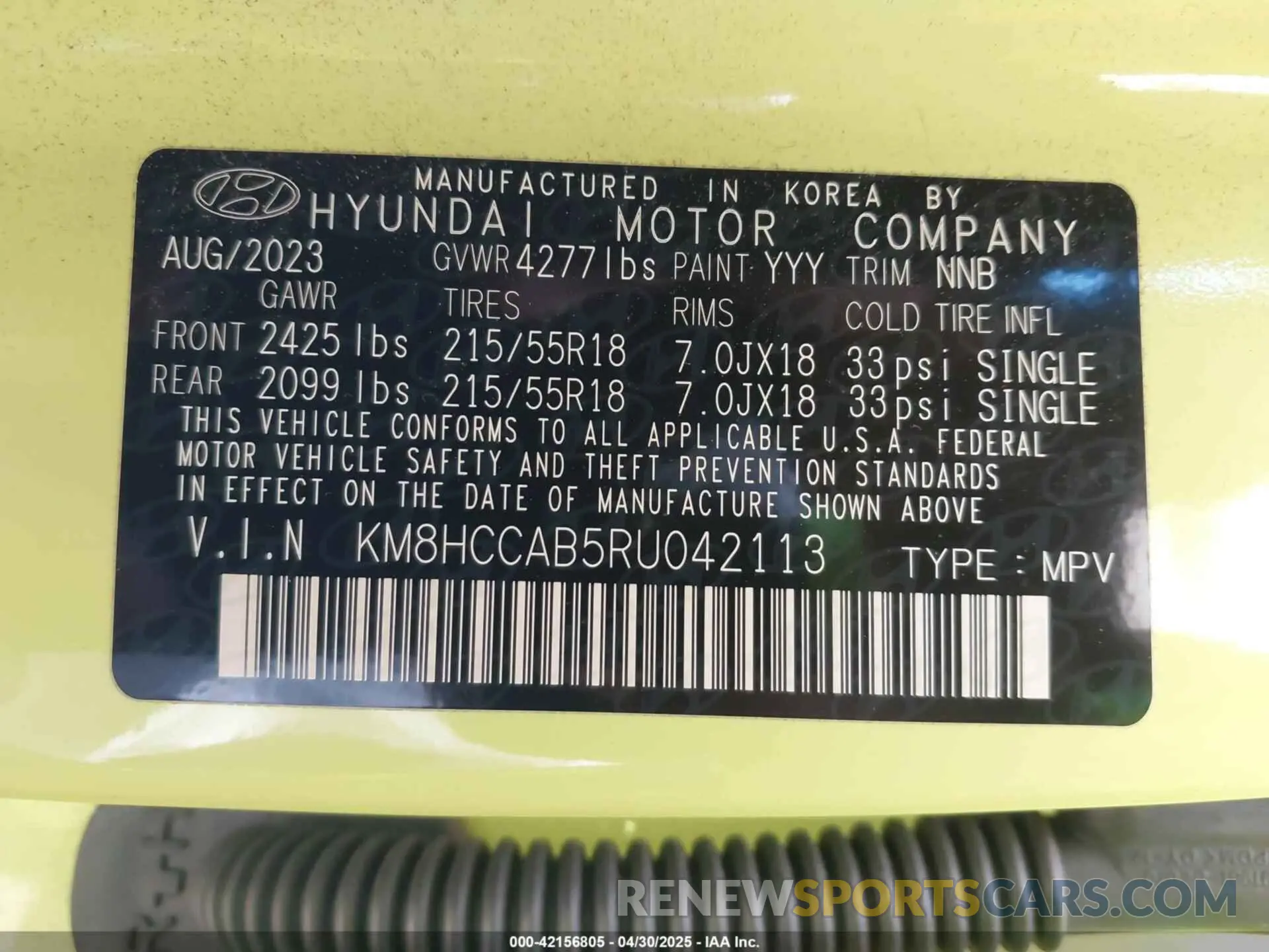 9 Фотография поврежденного автомобиля KM8HCCAB5RU042113 HYUNDAI KONA 2024