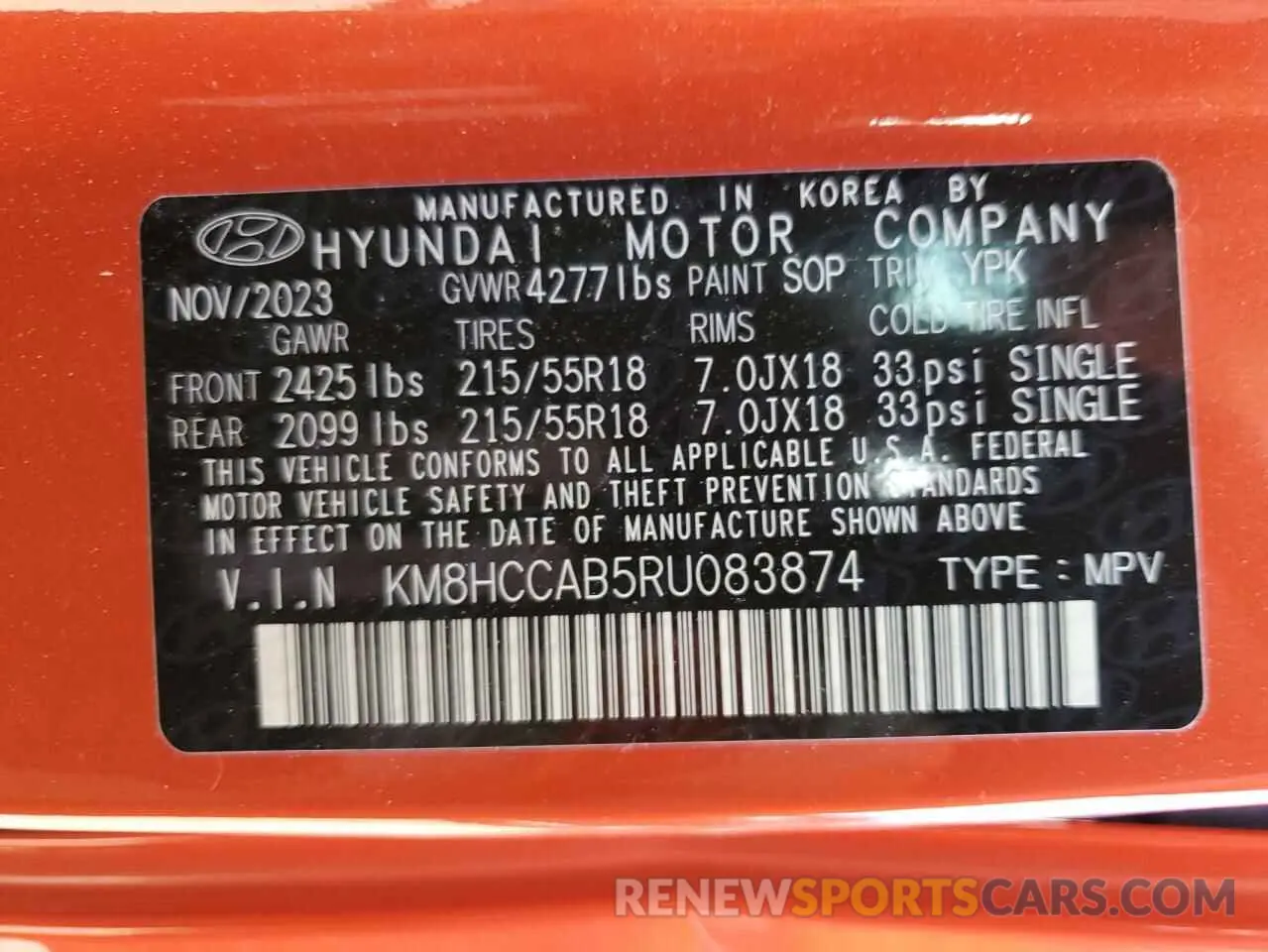 14 Фотография поврежденного автомобиля KM8HCCAB5RU083874 HYUNDAI KONA 2024