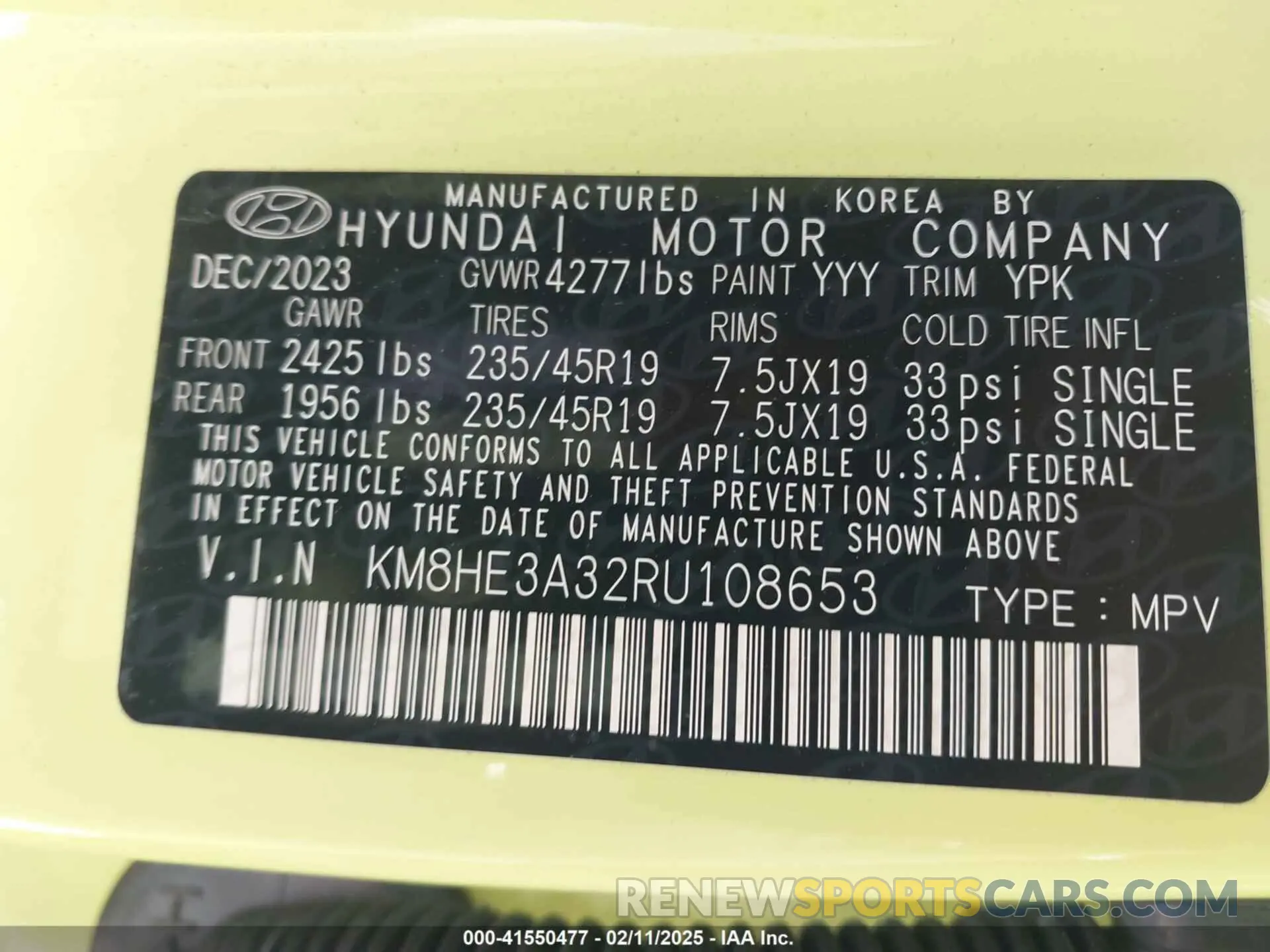 9 Photograph of a damaged car KM8HE3A32RU108653 HYUNDAI KONA 2024