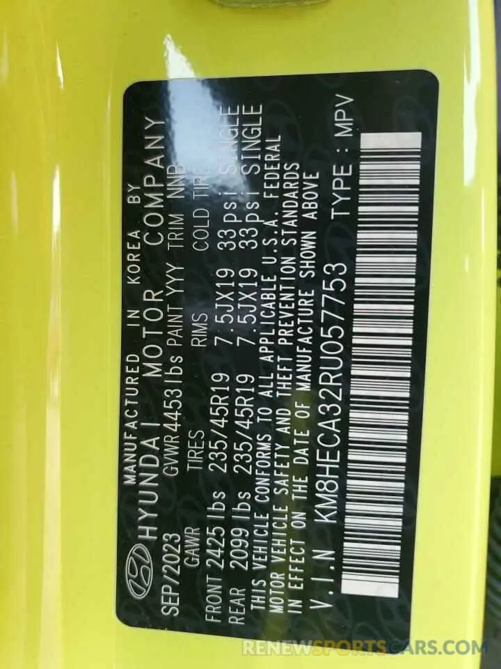 12 Photograph of a damaged car KM8HECA32RU057753 HYUNDAI KONA 2024