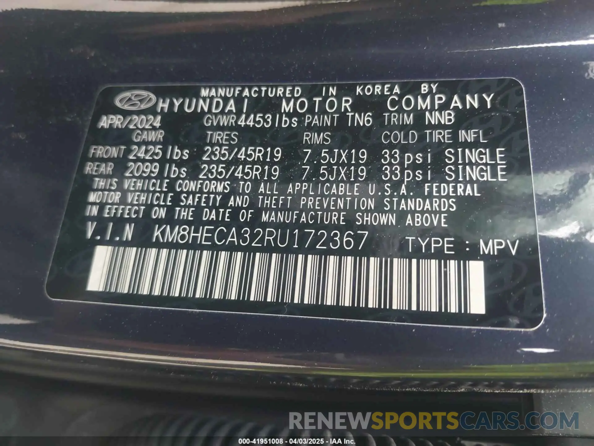 9 Фотография поврежденного автомобиля KM8HECA32RU172367 HYUNDAI KONA 2024
