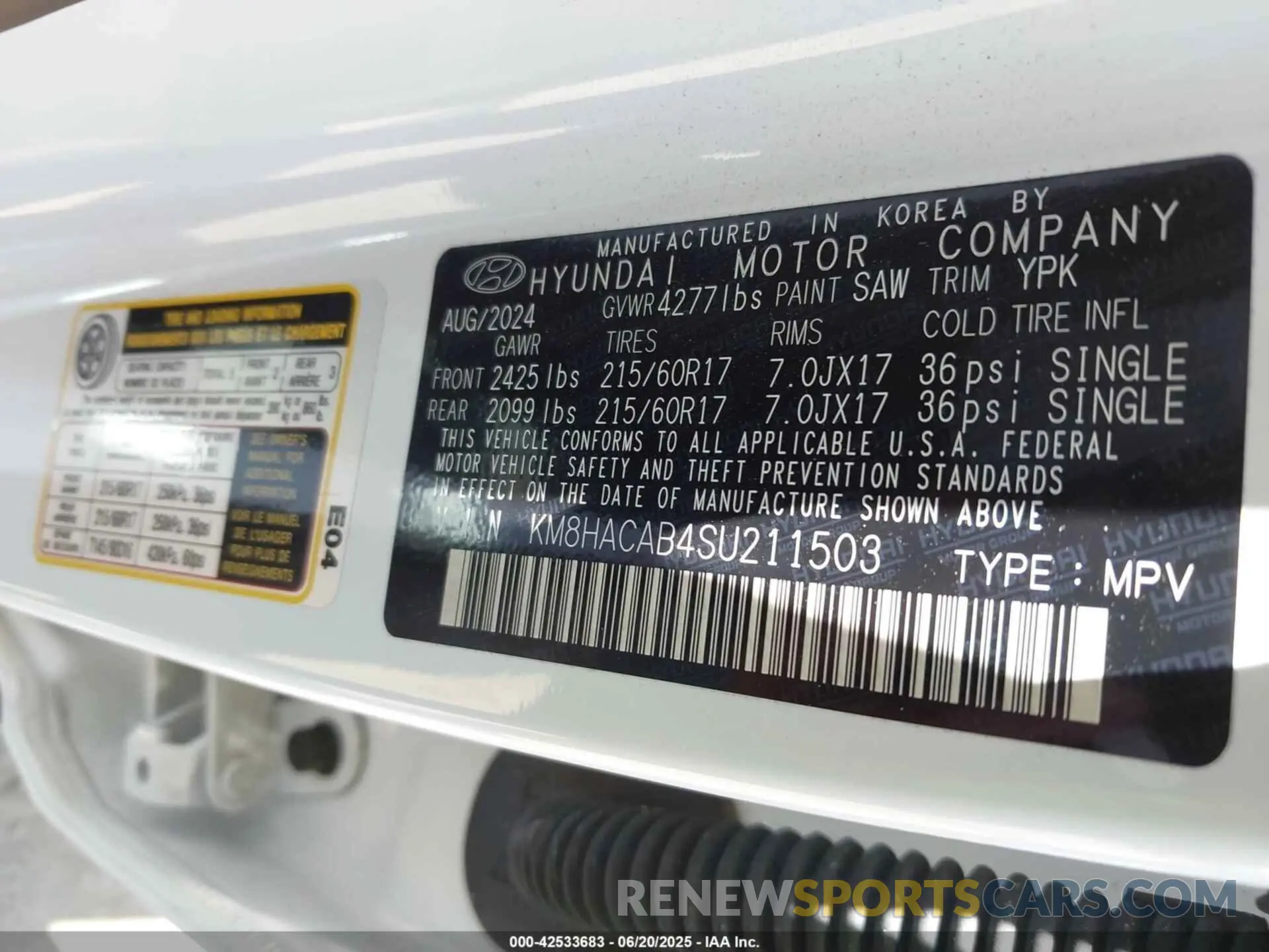 9 Photograph of a damaged car KM8HACAB4SU211503 HYUNDAI KONA 2025