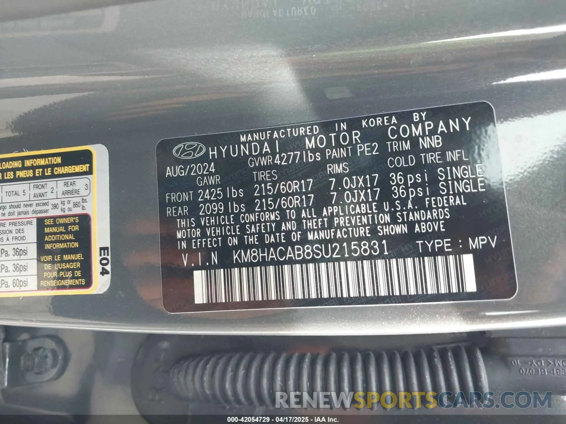 9 Photograph of a damaged car KM8HACAB8SU215831 HYUNDAI KONA 2025