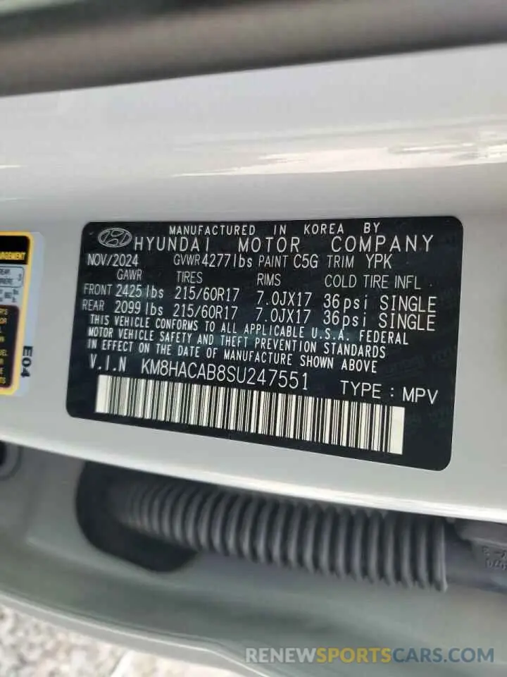 13 Photograph of a damaged car KM8HACAB8SU247551 HYUNDAI KONA 2025