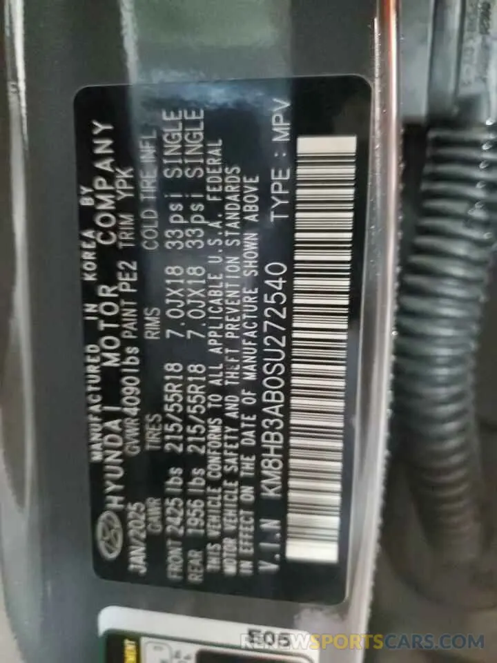 13 Photograph of a damaged car KM8HB3AB0SU272540 HYUNDAI KONA 2025