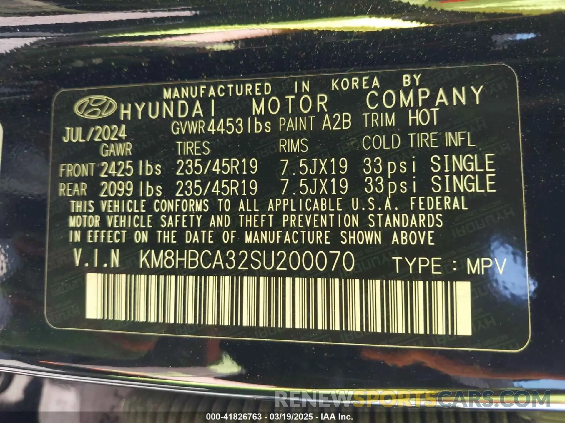 9 Photograph of a damaged car KM8HBCA32SU200070 HYUNDAI KONA 2025