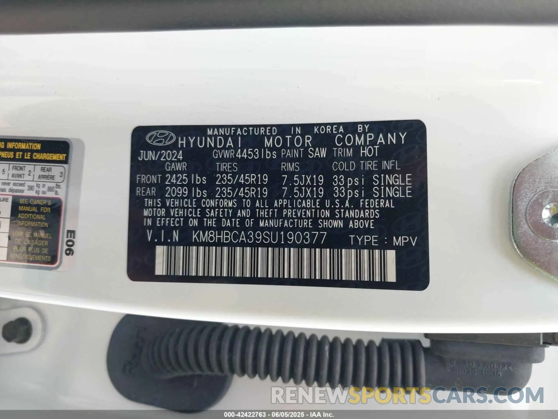 9 Photograph of a damaged car KM8HBCA39SU190377 HYUNDAI KONA 2025