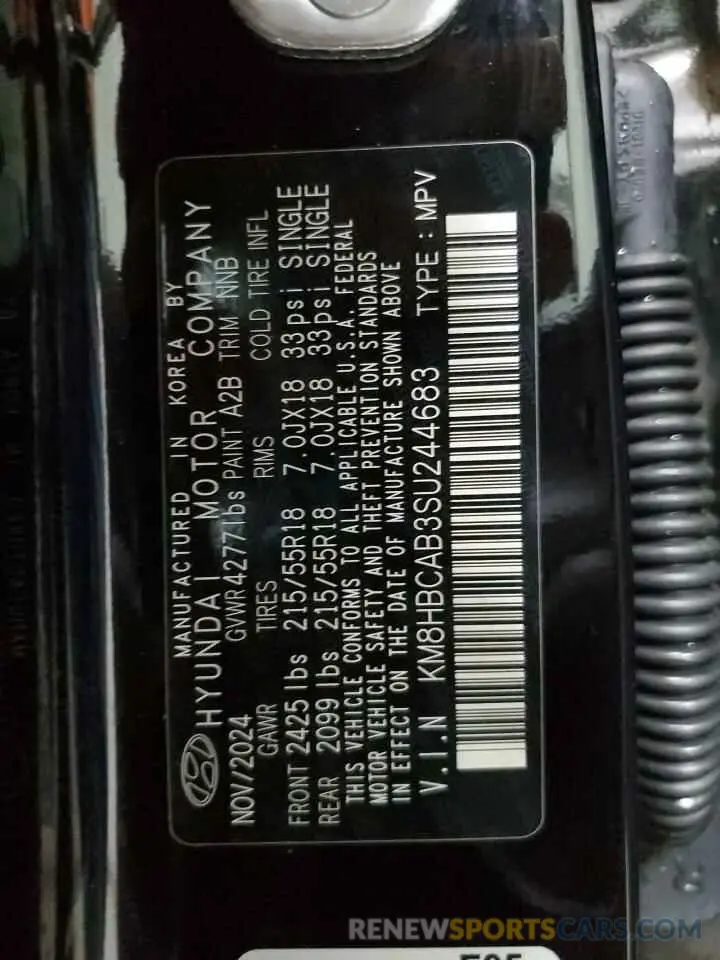 13 Photograph of a damaged car KM8HBCAB3SU244683 HYUNDAI KONA 2025