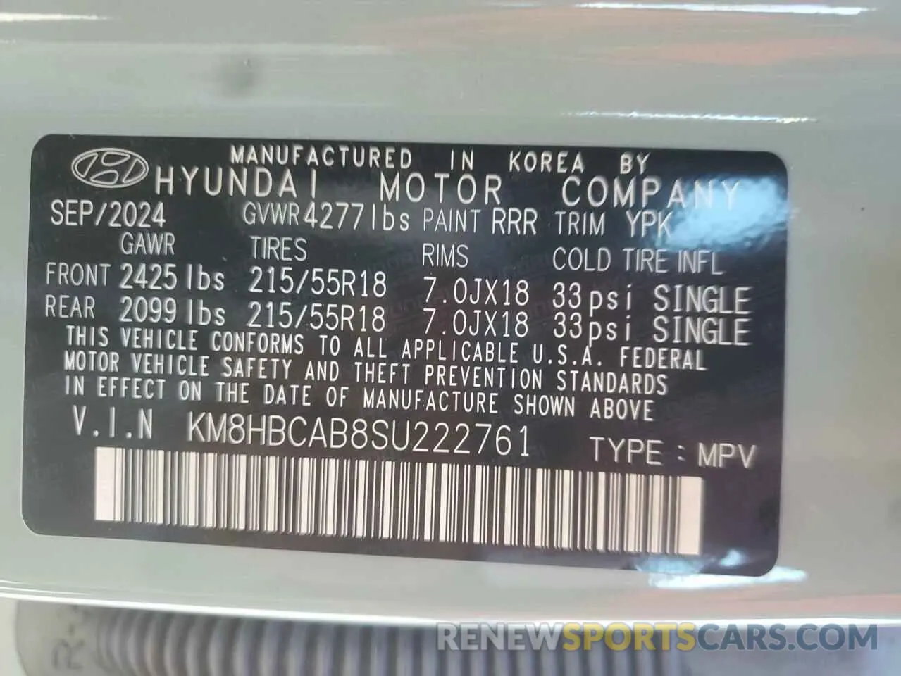 14 Фотография поврежденного автомобиля KM8HBCAB8SU222761 HYUNDAI KONA 2025