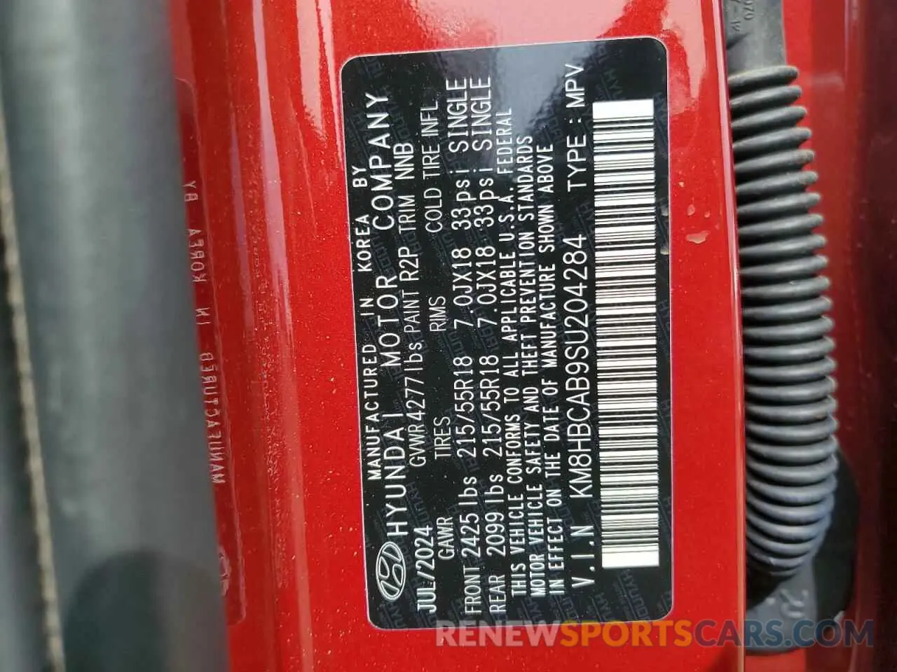 13 Photograph of a damaged car KM8HBCAB9SU204284 HYUNDAI KONA 2025