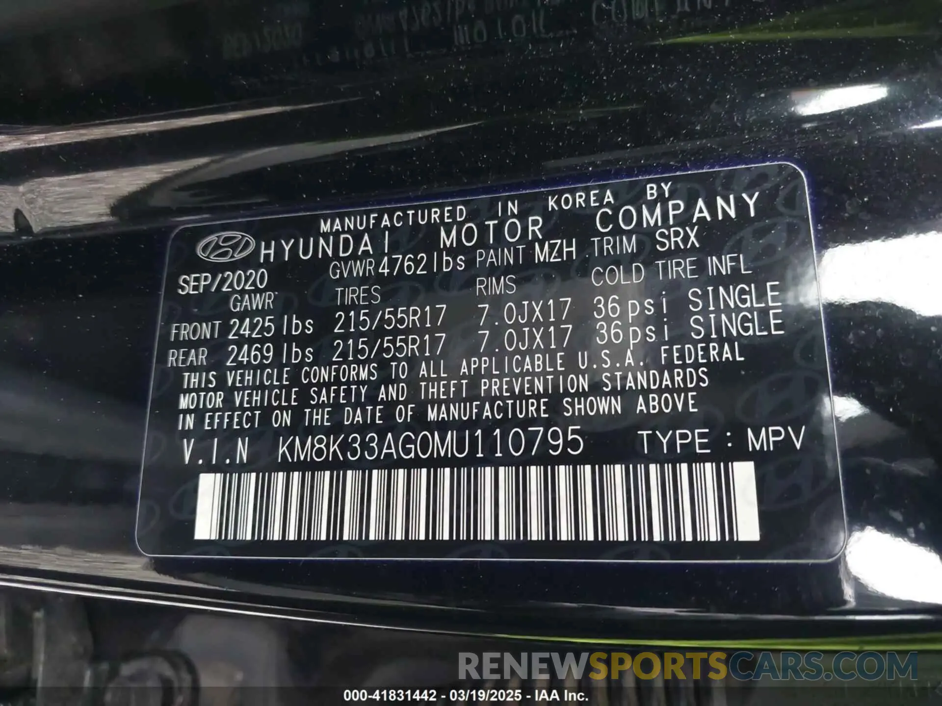9 Photograph of a damaged car KM8K33AG0MU110795 HYUNDAI KONA ELECTRIC 2021