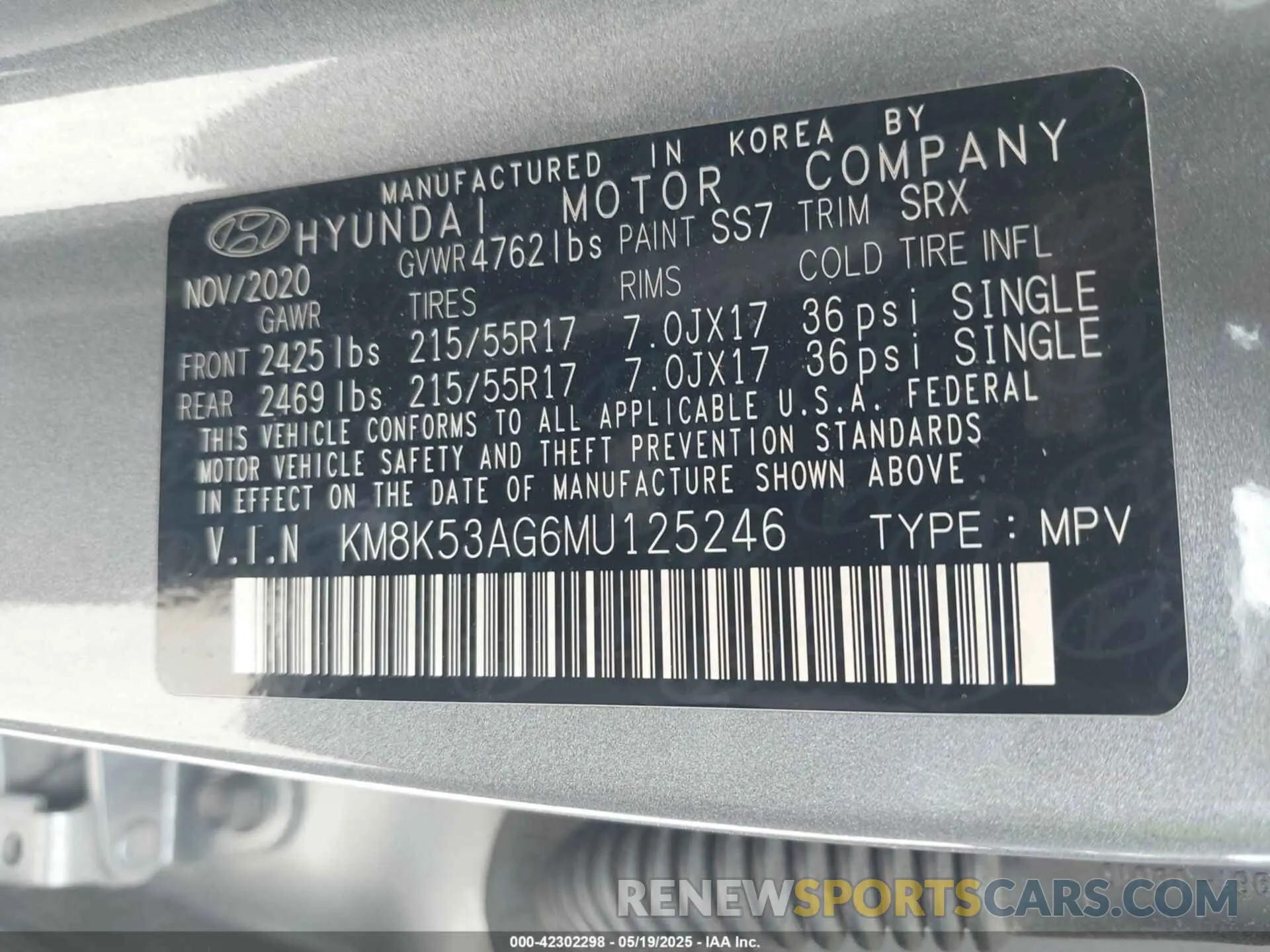 9 Photograph of a damaged car KM8K53AG6MU125246 HYUNDAI KONA ELECTRIC 2021