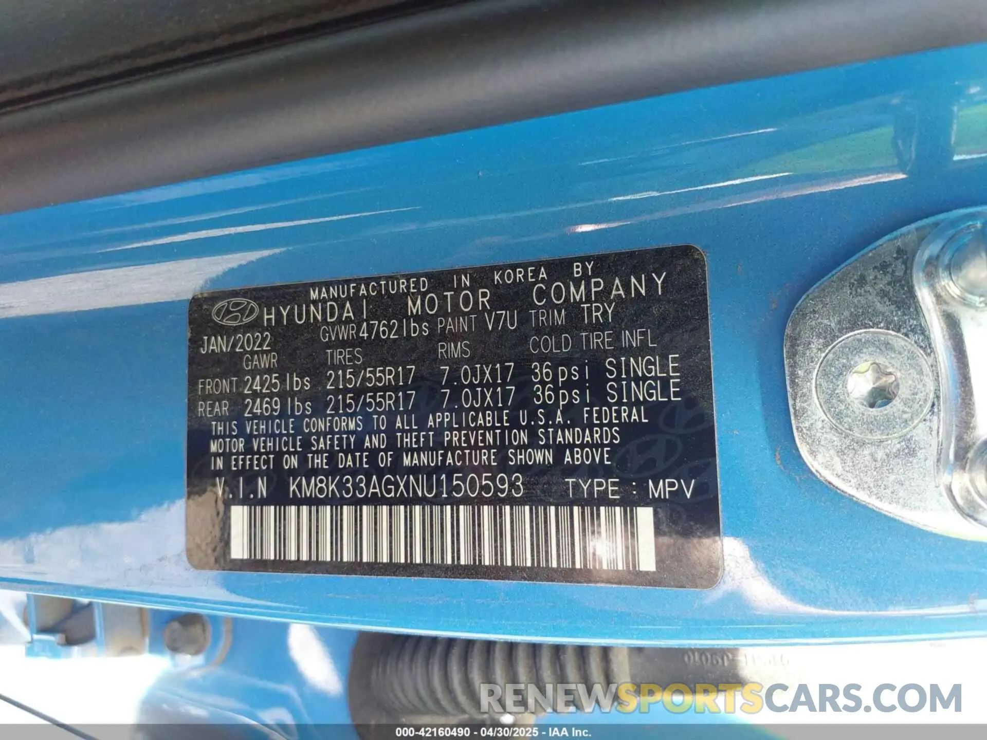 9 Фотография поврежденного автомобиля KM8K33AGXNU150593 HYUNDAI KONA ELECTRIC 2022