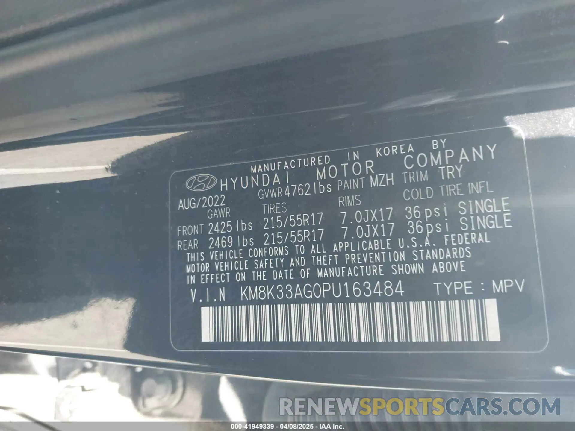 9 Фотография поврежденного автомобиля KM8K33AG0PU163484 HYUNDAI KONA ELECTRIC 2023