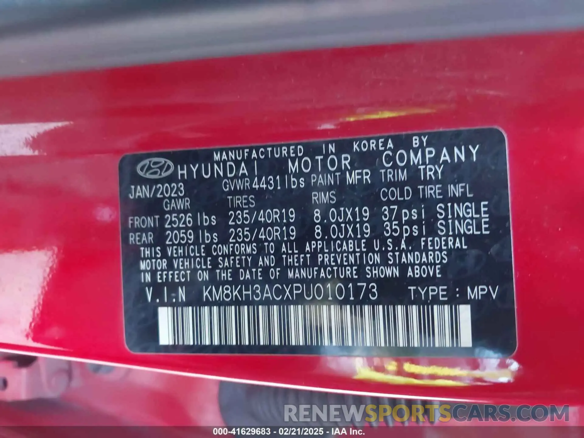 9 Photograph of a damaged car KM8KH3ACXPU010173 HYUNDAI KONA N 2023